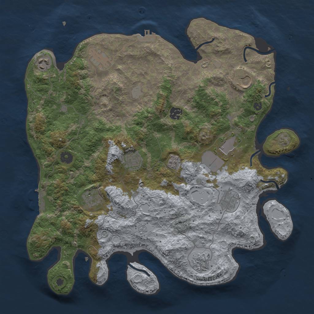 Rust Map: Procedural Map, Size: 3750, Seed: 2023, 17 Monuments