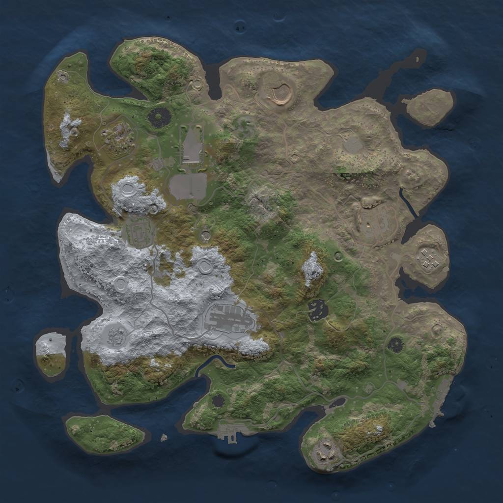 Rust Map: Procedural Map, Size: 3500, Seed: 5836, 16 Monuments