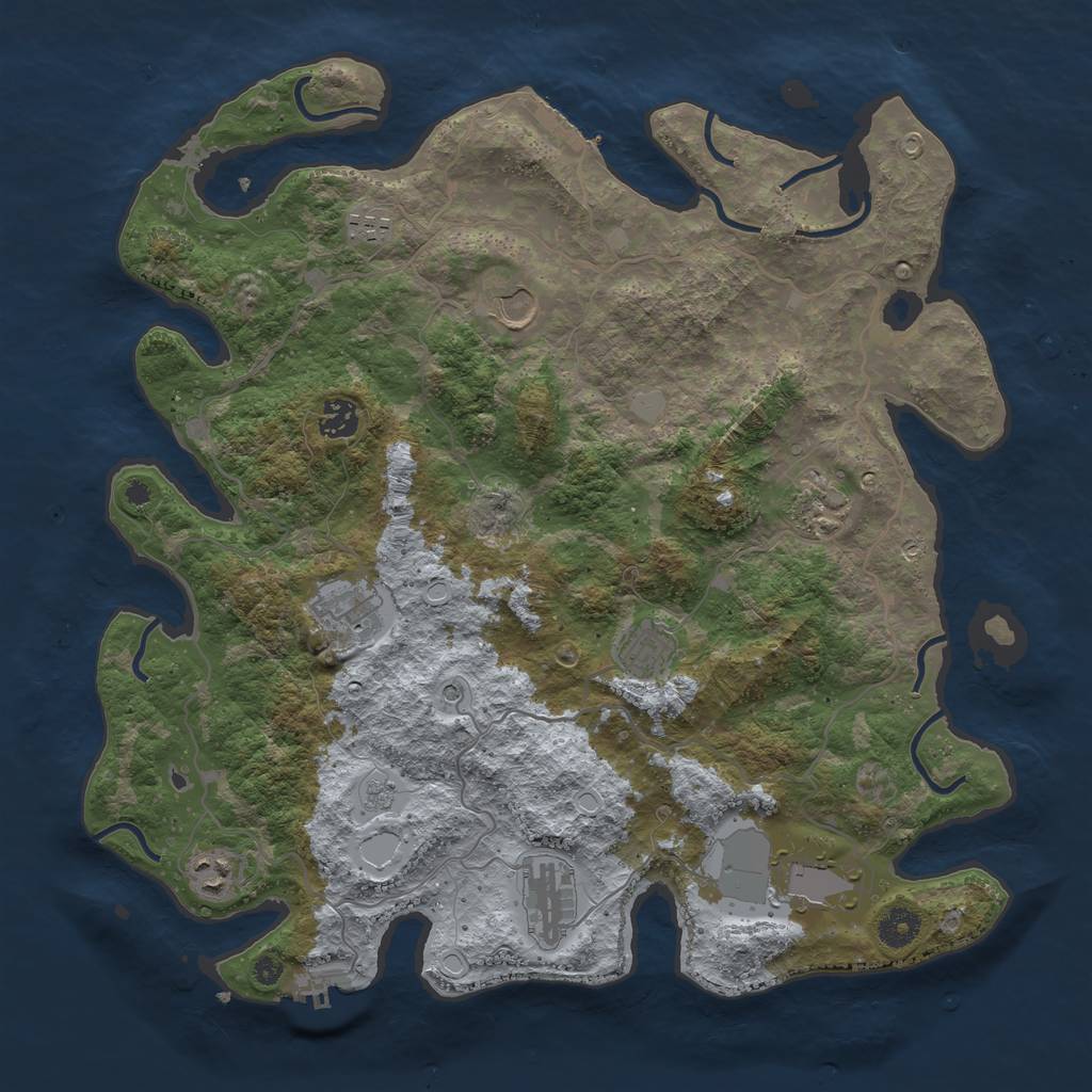 Rust Map: Procedural Map, Size: 4000, Seed: 608412, 18 Monuments