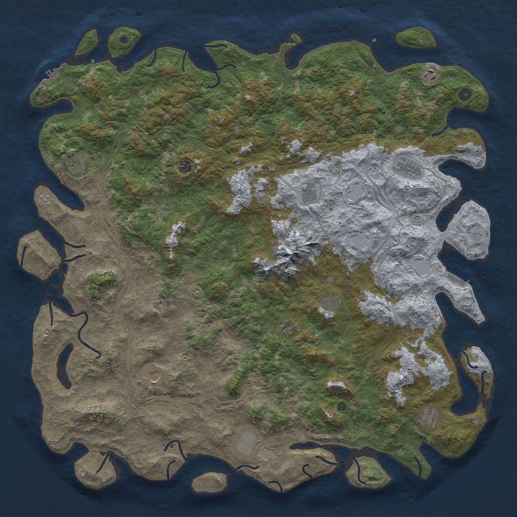 Rust Map: Procedural Map, Size: 6000, Seed: 2242, 20 Monuments