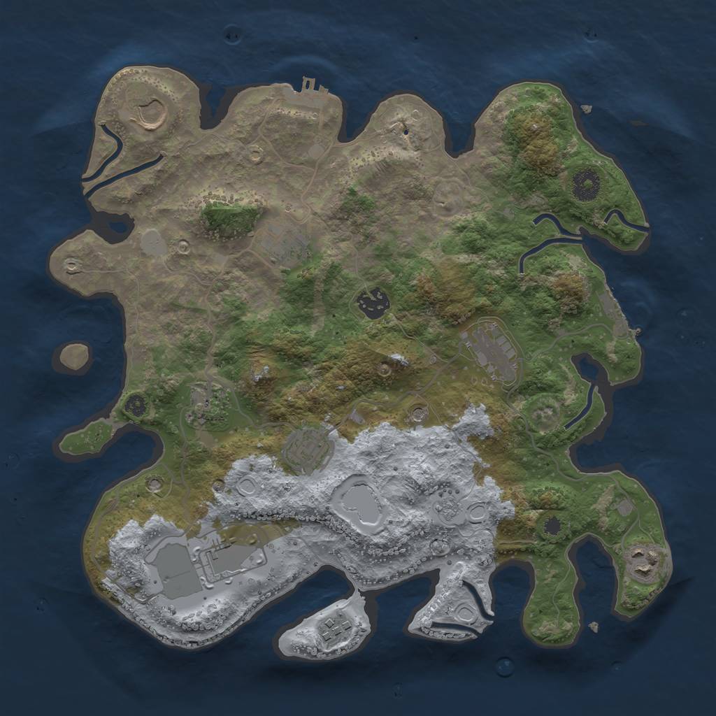 Rust Map: Procedural Map, Size: 3500, Seed: 58744, 18 Monuments