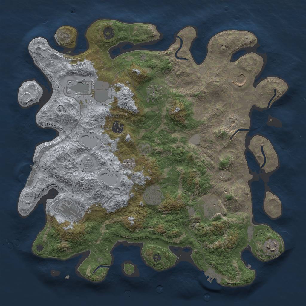 Rust Map: Procedural Map, Size: 3800, Seed: 88826388, 16 Monuments