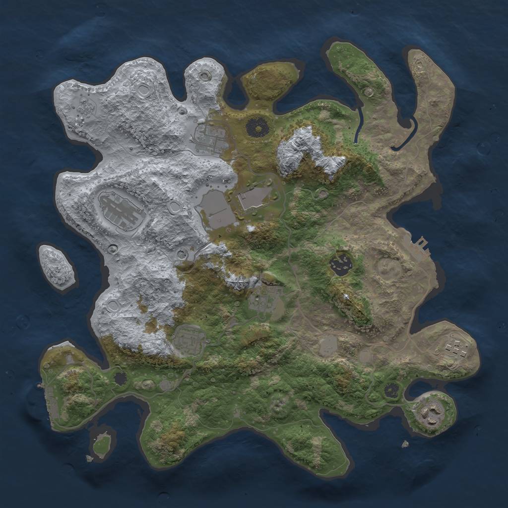 Rust Map: Procedural Map, Size: 3500, Seed: 16110252, 17 Monuments