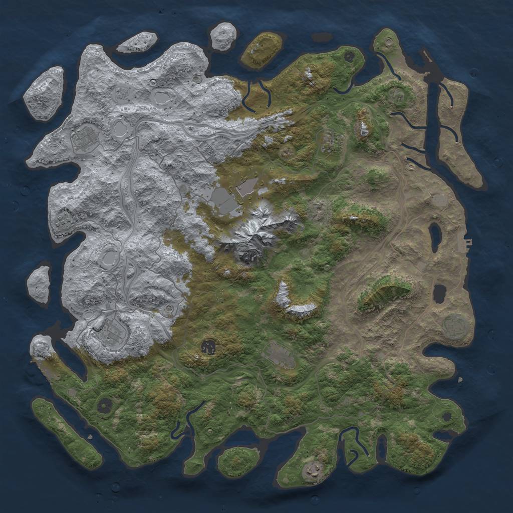 Rust Map: Procedural Map, Size: 5000, Seed: 55366560, 16 Monuments