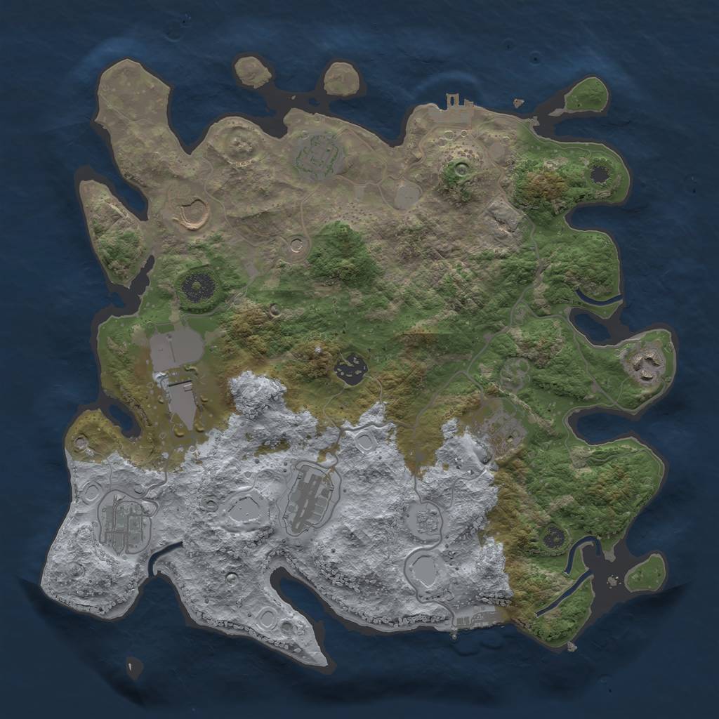 Rust Map: Procedural Map, Size: 3500, Seed: 20913215, 17 Monuments