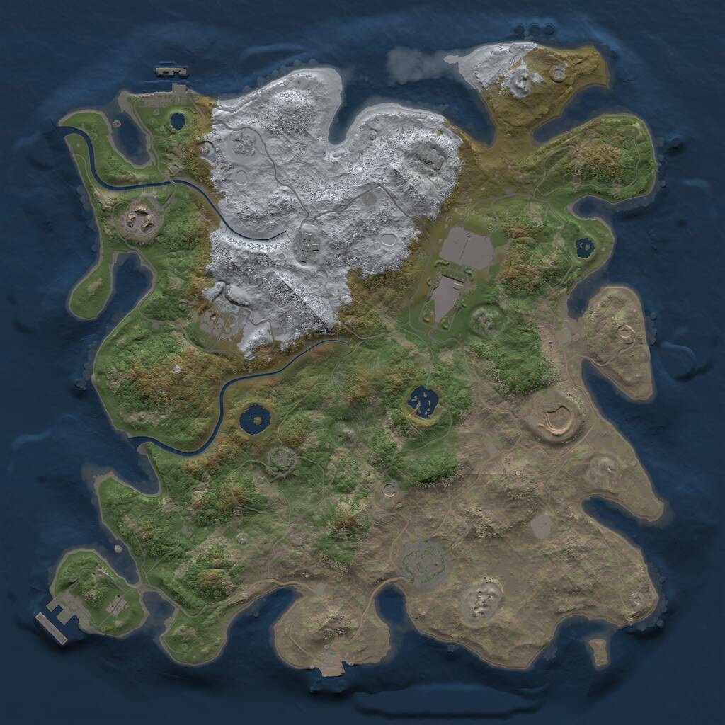 Rust Map: Procedural Map, Size: 3700, Seed: 1597401418, 13 Monuments