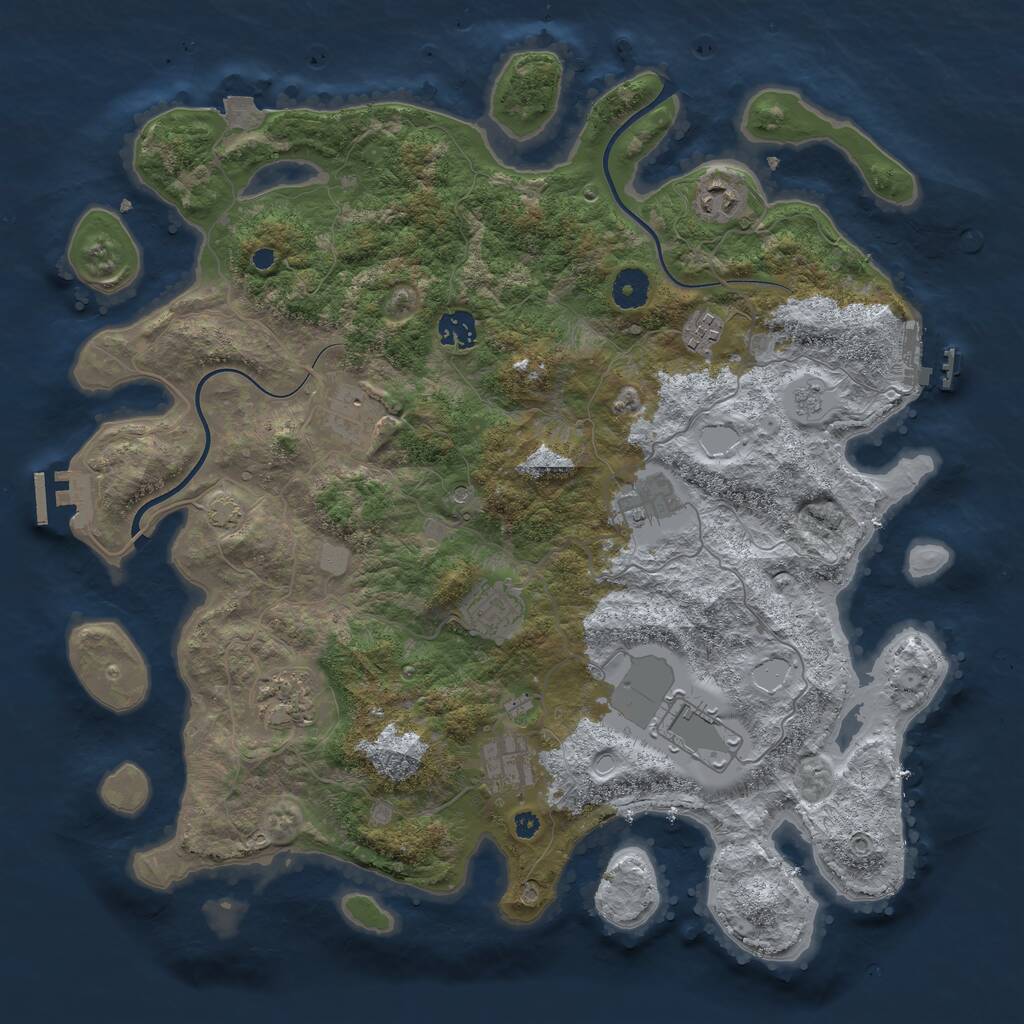 Rust Map: Procedural Map, Size: 3950, Seed: 3582627, 15 Monuments