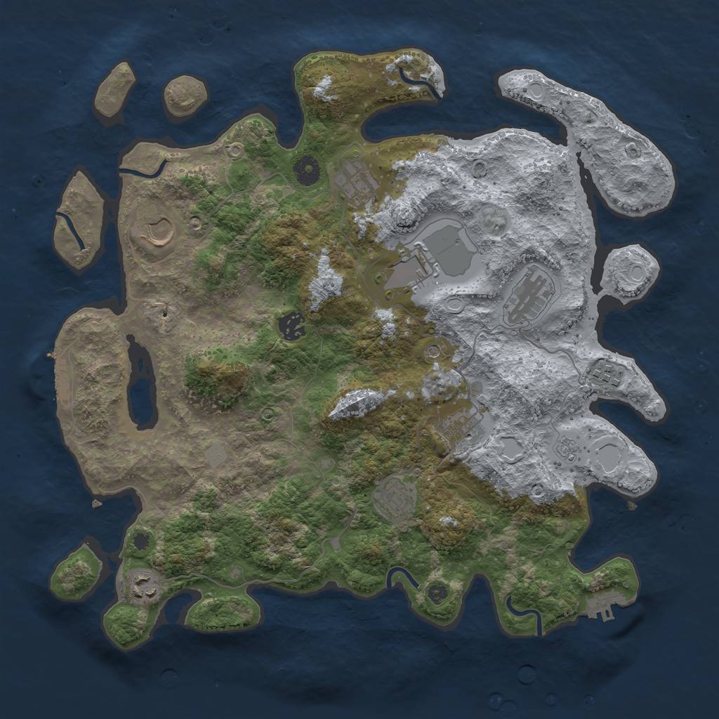 Rust Map: Procedural Map, Size: 3850, Seed: 27556396, 16 Monuments