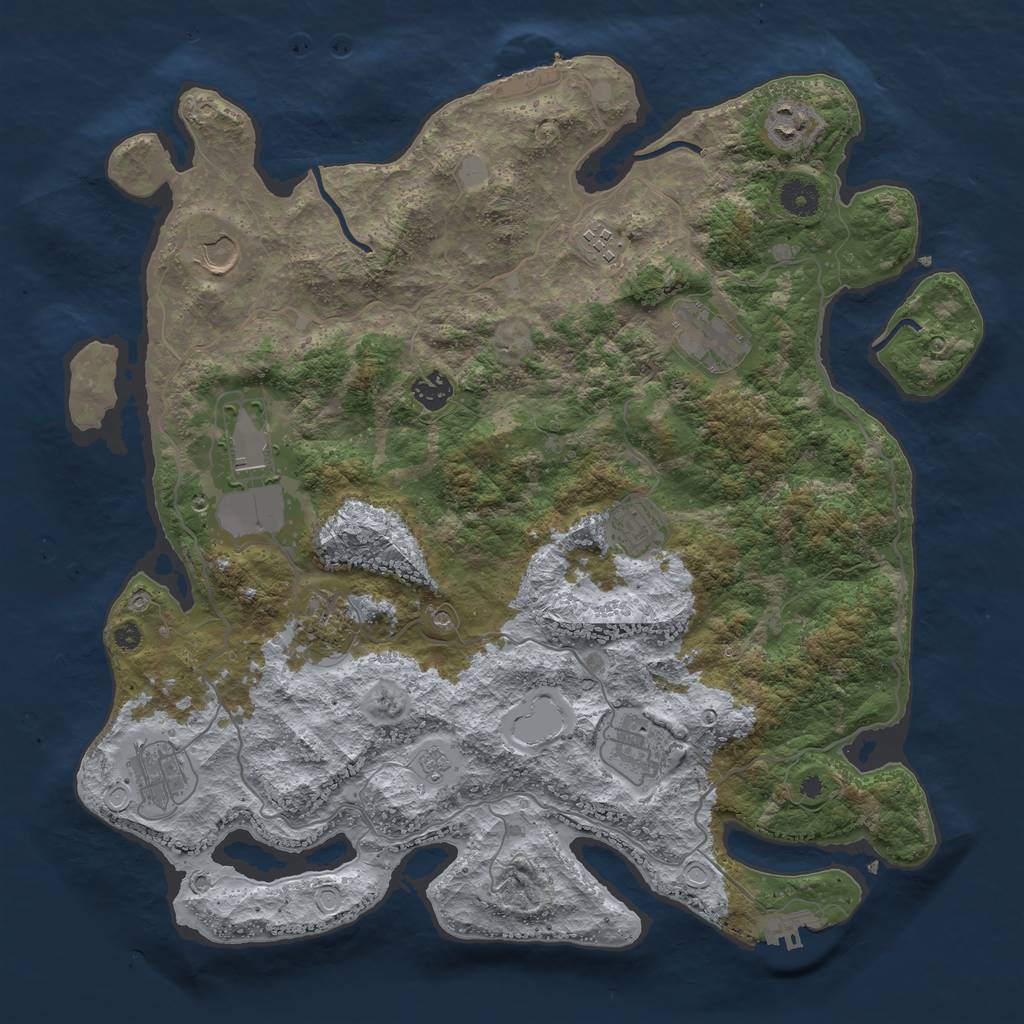 Rust Map: Procedural Map, Size: 4000, Seed: 12121212, 17 Monuments