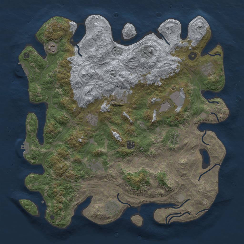 Rust Map: Procedural Map, Size: 4300, Seed: 55143678, 19 Monuments