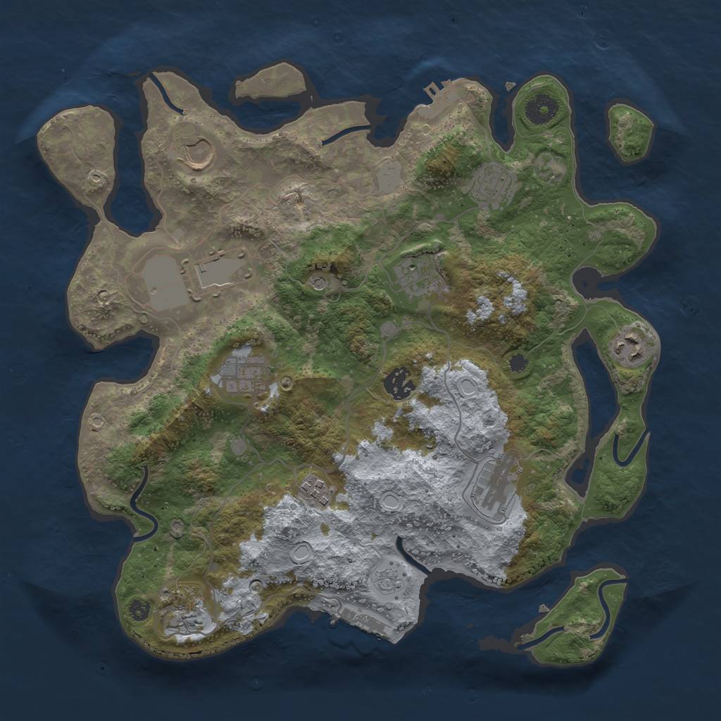 Rust Map: Procedural Map, Size: 3500, Seed: 1239246507, 17 Monuments