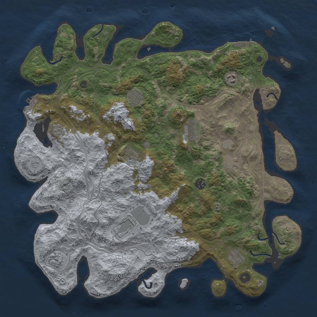 Rust Map: Procedural Map, Size: 4500, Seed: 64027432, 19 Monuments