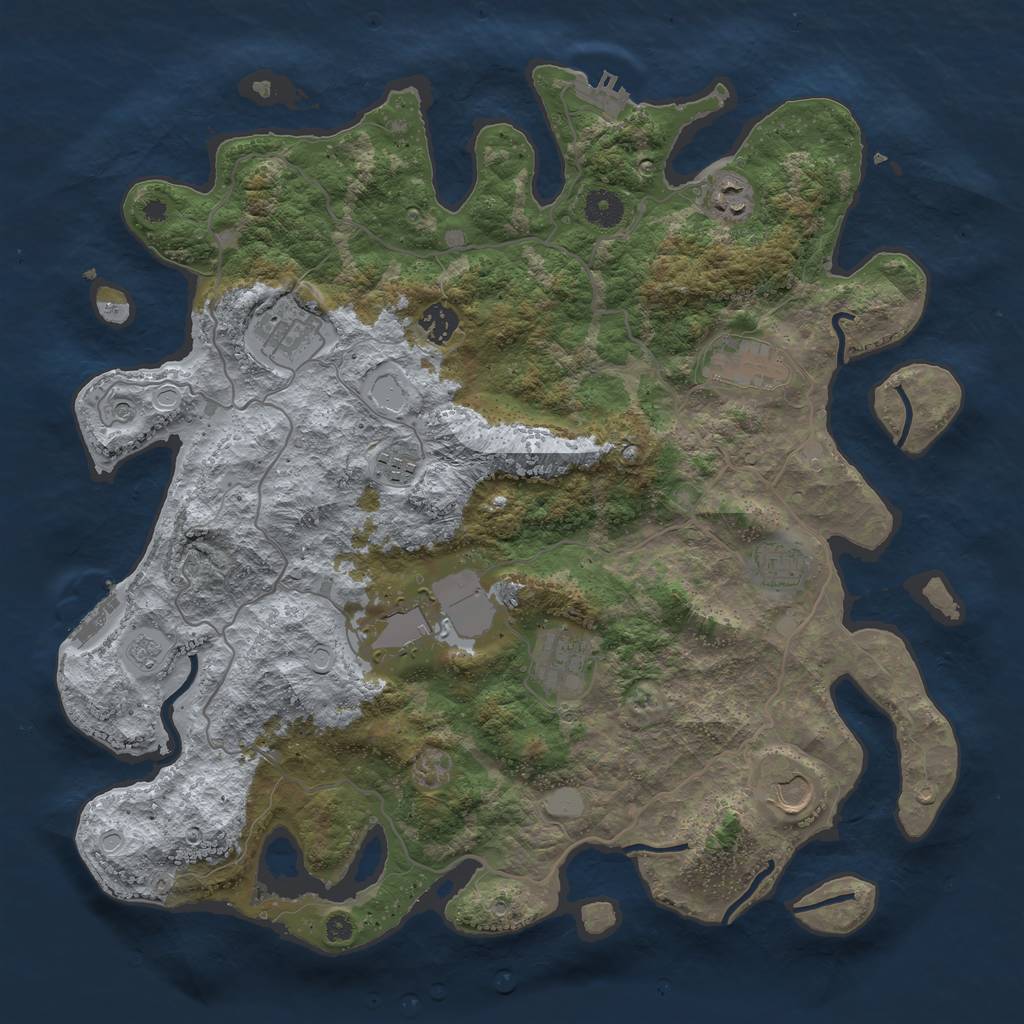Rust Map: Procedural Map, Size: 4000, Seed: 28662131, 18 Monuments