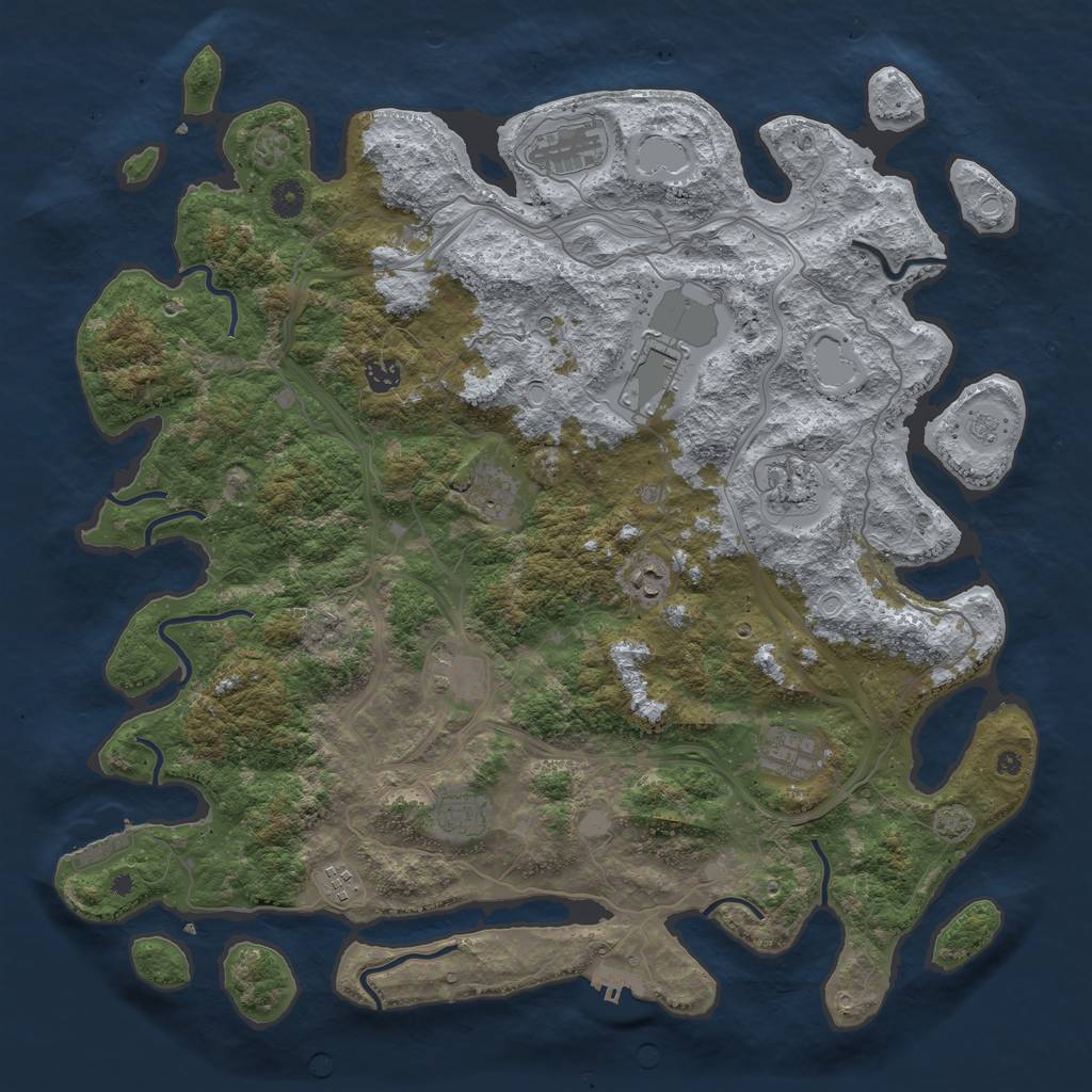 Rust Map: Procedural Map, Size: 4500, Seed: 658952, 18 Monuments