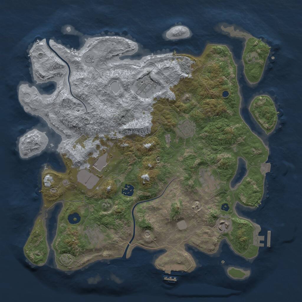 Rust Map: Procedural Map, Size: 3750, Seed: 500912309, 14 Monuments