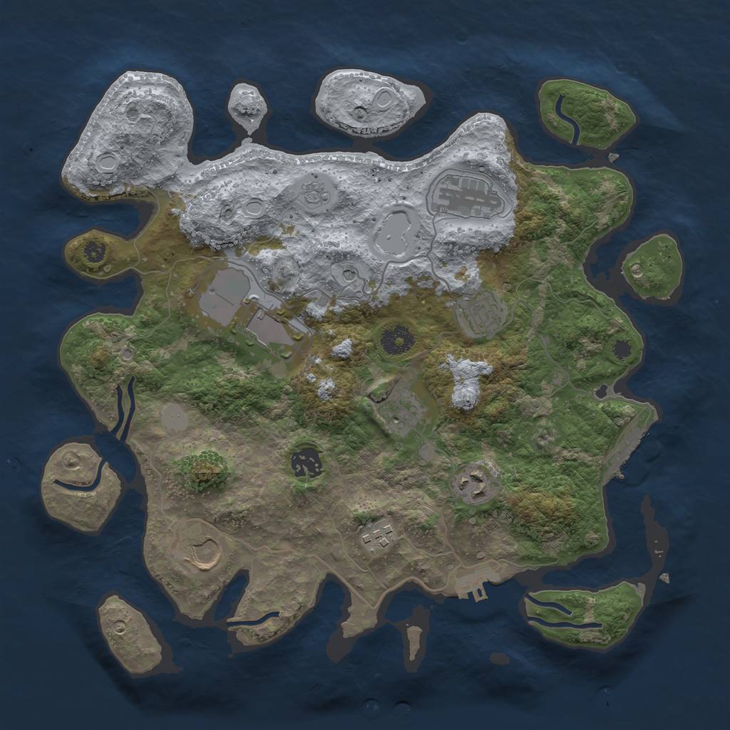 Rust Map: Procedural Map, Size: 3500, Seed: 80713369, 15 Monuments