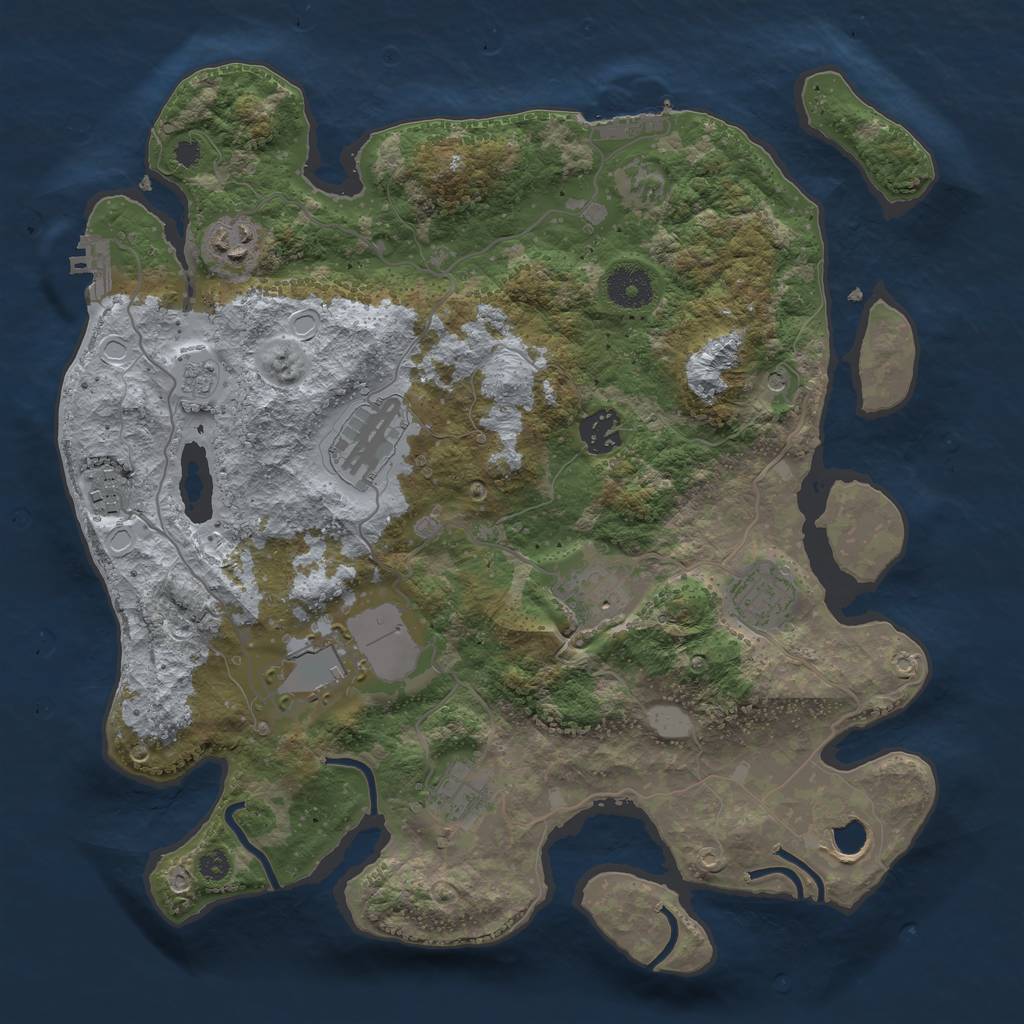 Rust Map: Procedural Map, Size: 3500, Seed: 647716792, 16 Monuments
