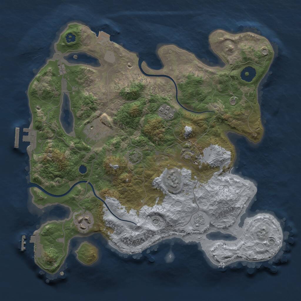 Rust Map: Procedural Map, Size: 3000, Seed: 61871, 10 Monuments