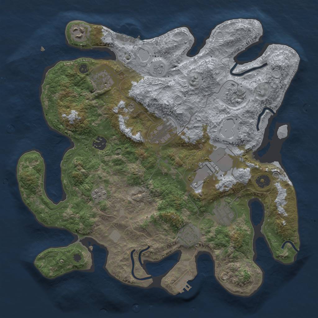 Rust Map: Procedural Map, Size: 3500, Seed: 390771161, 18 Monuments