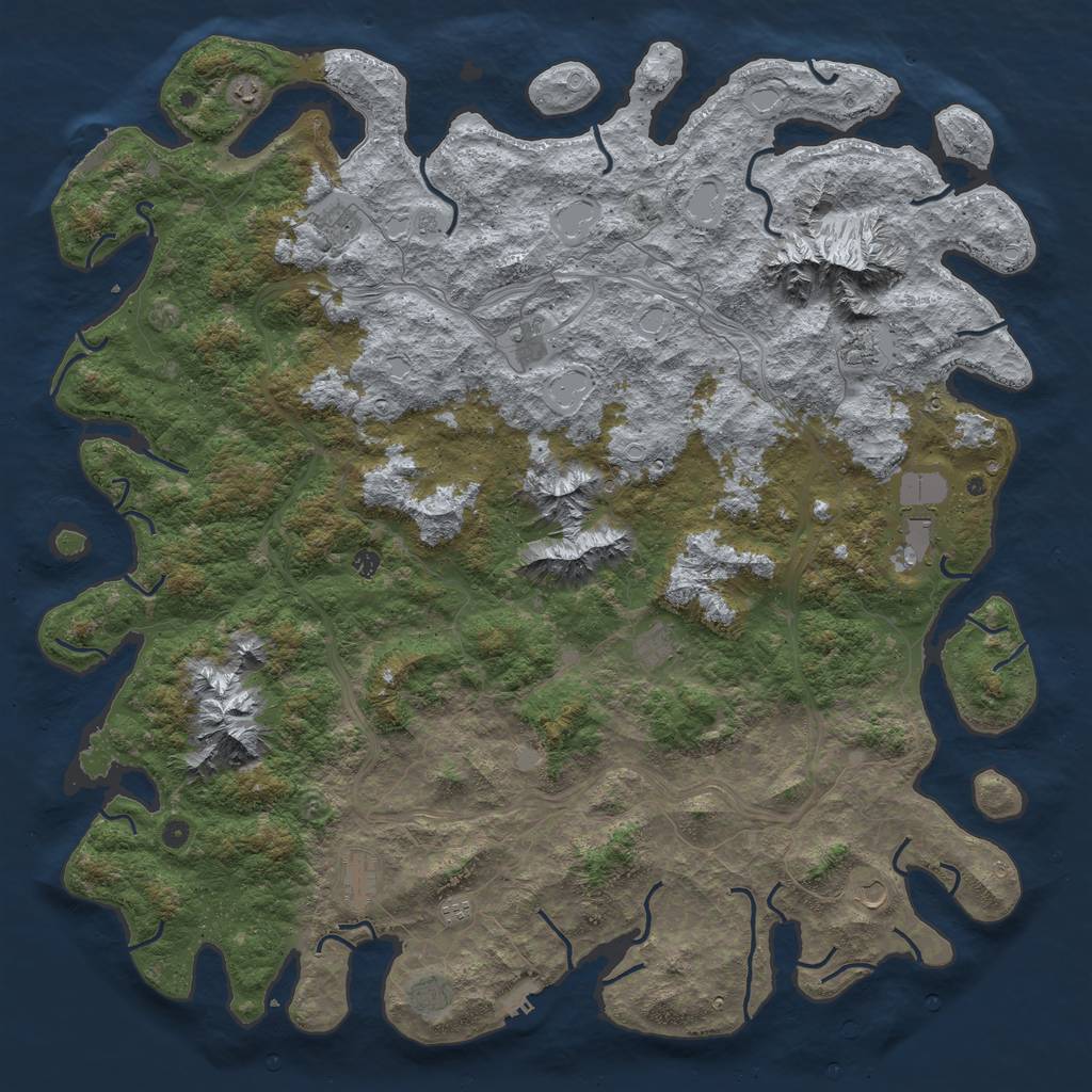 Rust Map: Procedural Map, Size: 6000, Seed: 4399, 20 Monuments