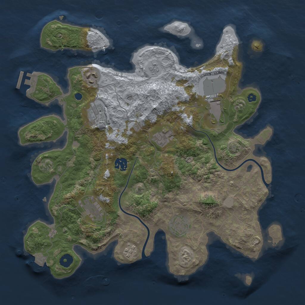 Rust Map: Procedural Map, Size: 3500, Seed: 93917837, 13 Monuments