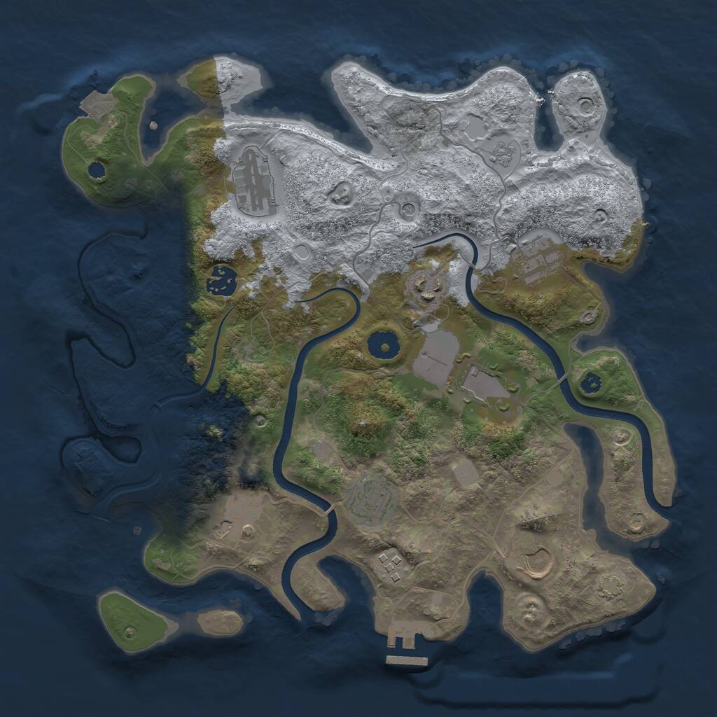 Rust Map: Procedural Map, Size: 3500, Seed: 7628190, 14 Monuments
