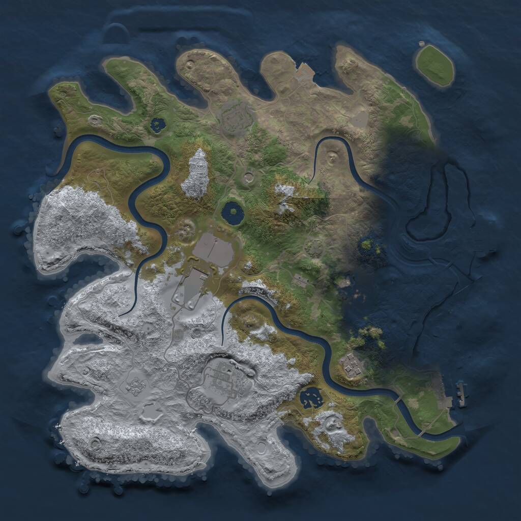 Rust Map: Procedural Map, Size: 3500, Seed: 61893116, 12 Monuments