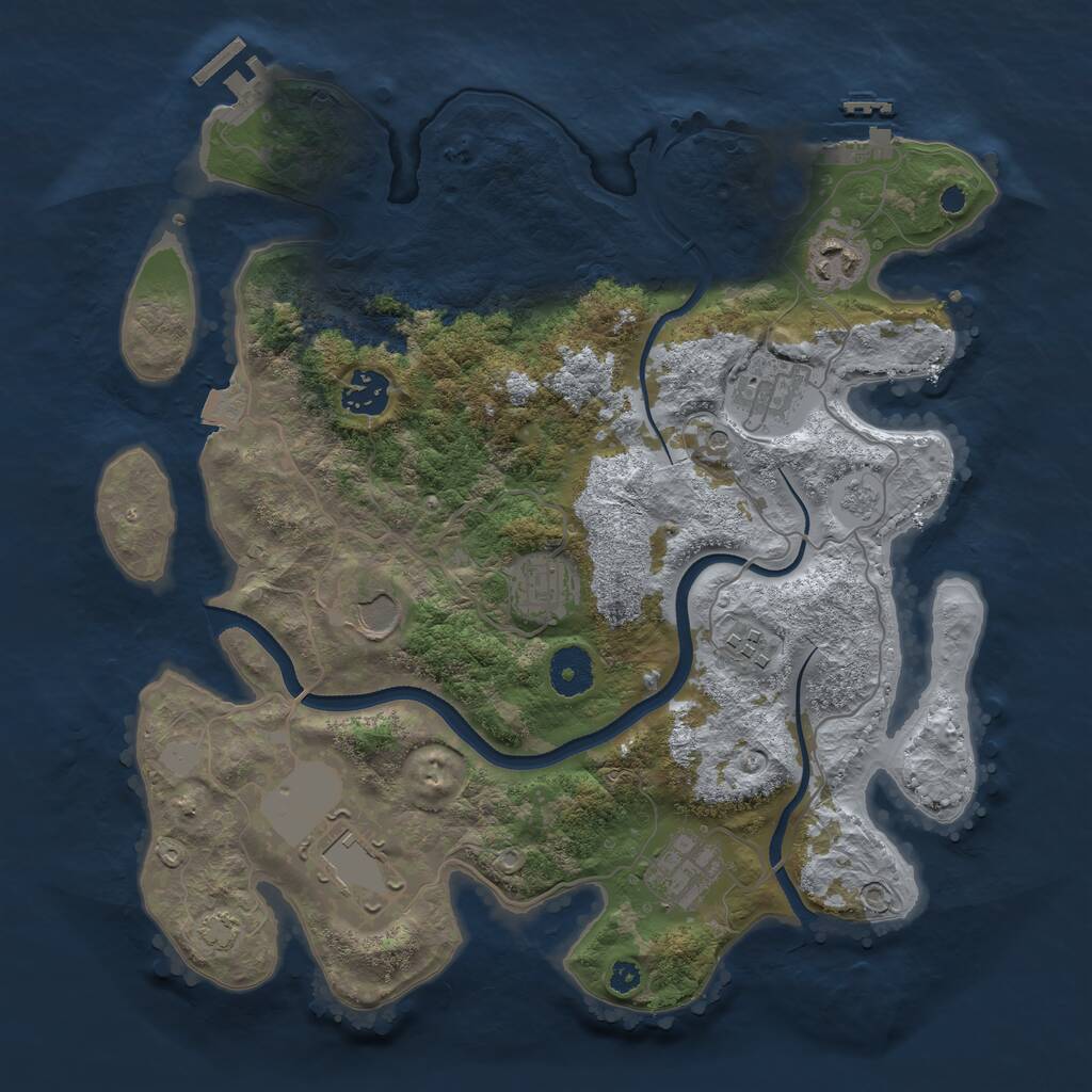 Rust Map: Procedural Map, Size: 3500, Seed: 237523406, 14 Monuments