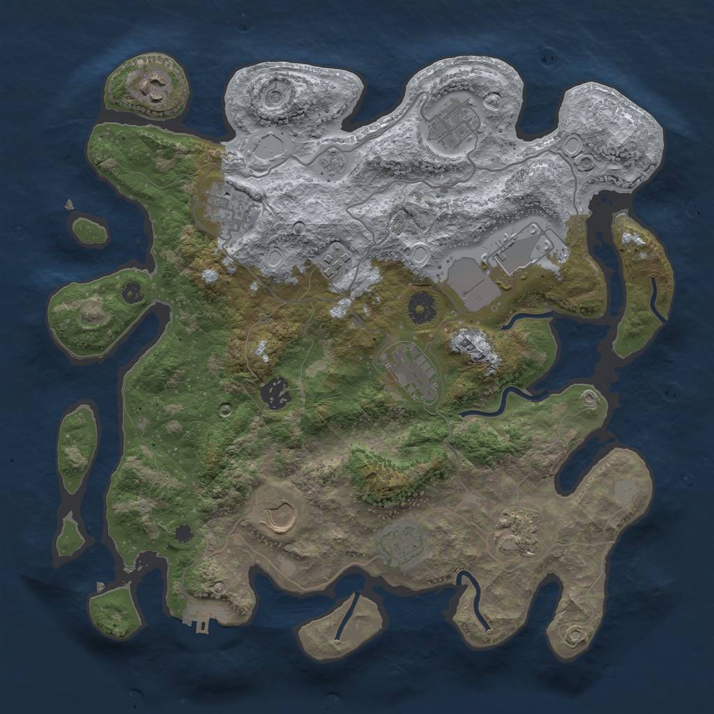Rust Map: Procedural Map, Size: 3500, Seed: 61002948, 16 Monuments