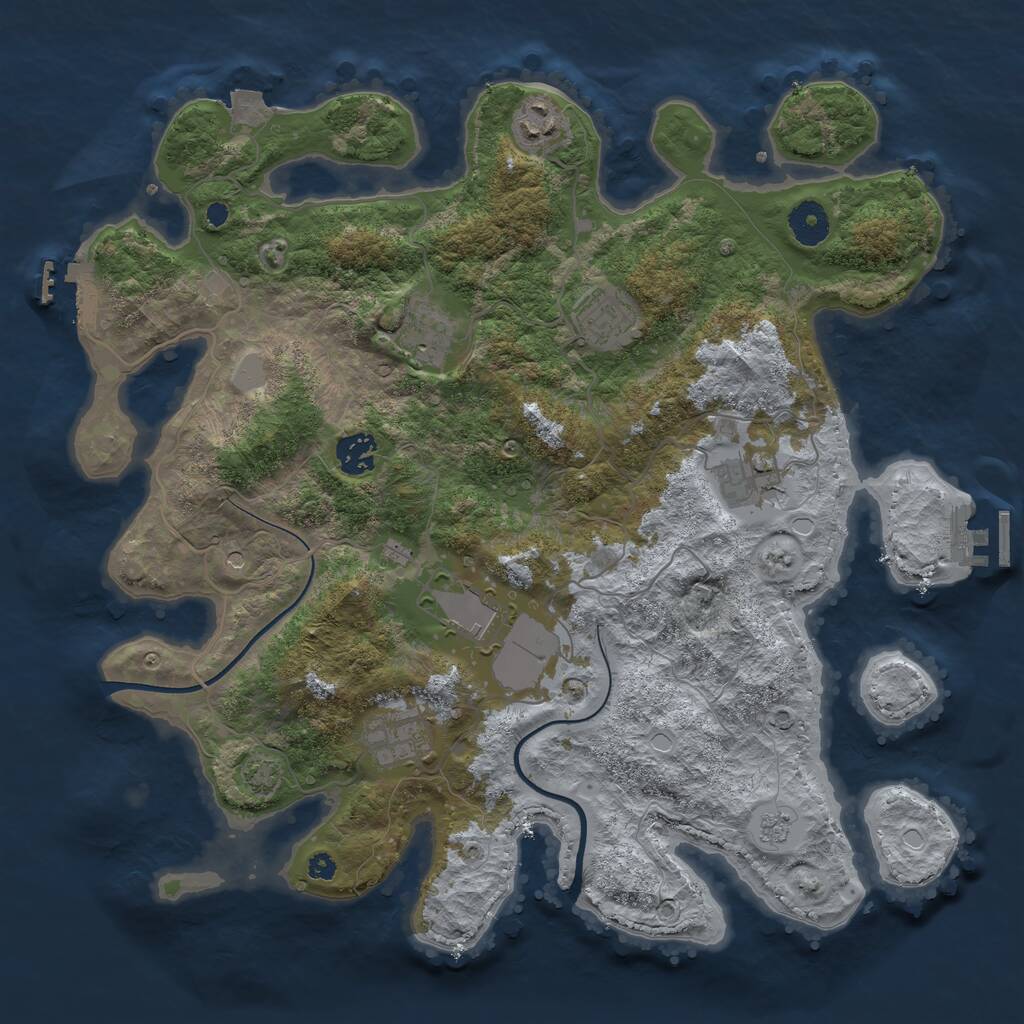Rust Map: Procedural Map, Size: 3700, Seed: 1935824165, 13 Monuments