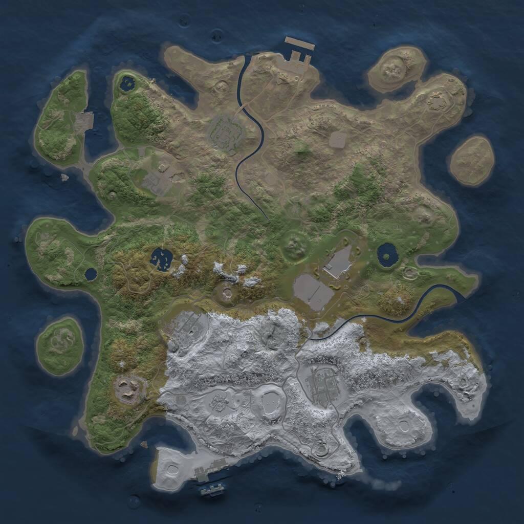 Rust Map: Procedural Map, Size: 3500, Seed: 2842069, 13 Monuments