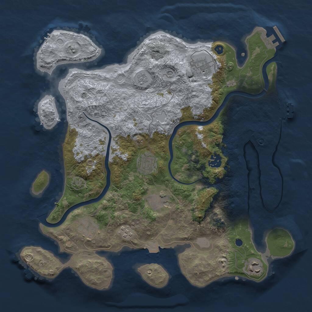 Rust Map: Procedural Map, Size: 3500, Seed: 22126110, 13 Monuments