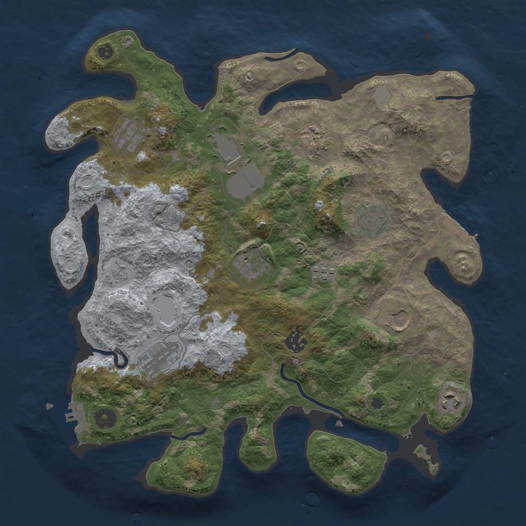 Rust Map: Procedural Map, Size: 3700, Seed: 810265786, 19 Monuments