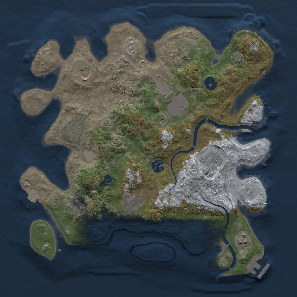 Rust Map: Procedural Map, Size: 3500, Seed: 26826210, 14 Monuments