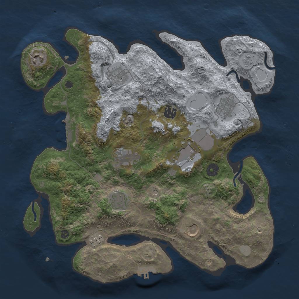 Rust Map: Procedural Map, Size: 3500, Seed: 63149879, 18 Monuments