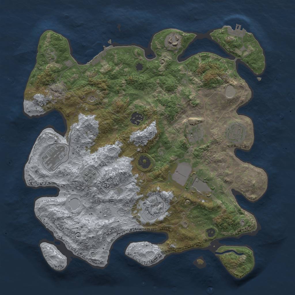 Rust Map: Procedural Map, Size: 3500, Seed: 74037053, 15 Monuments