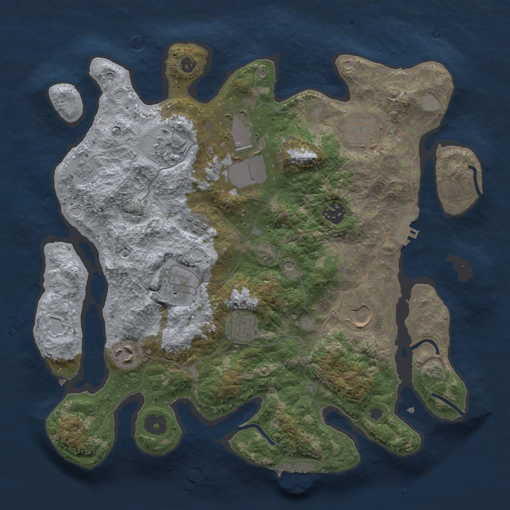 Rust Map: Procedural Map, Size: 3500, Seed: 29094635, 18 Monuments