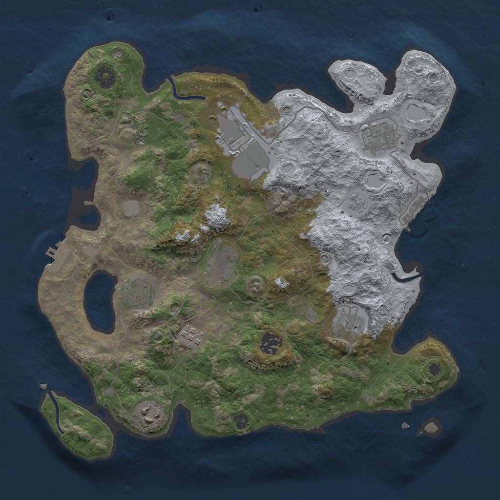 Rust Map: Procedural Map, Size: 3500, Seed: 514203843, 16 Monuments