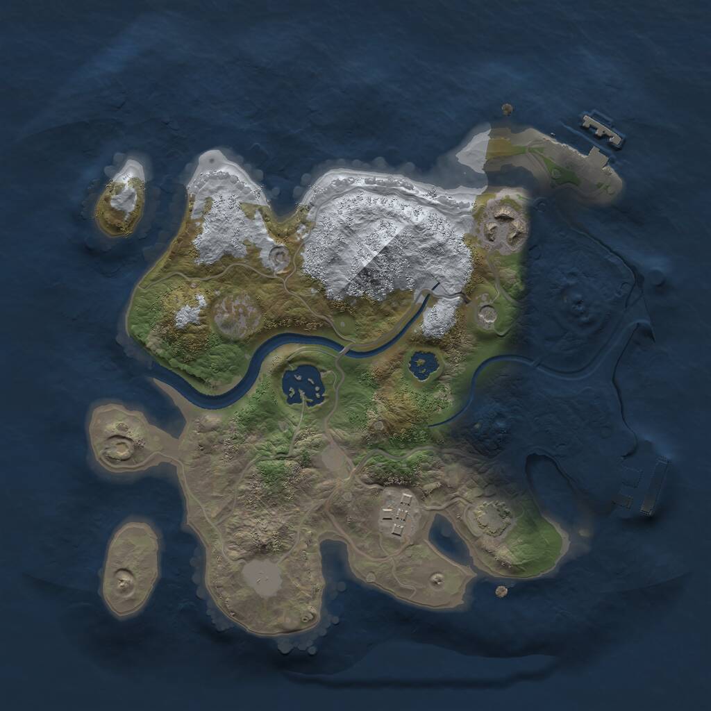 Rust Map: Procedural Map, Size: 2500, Seed: 65434, 8 Monuments