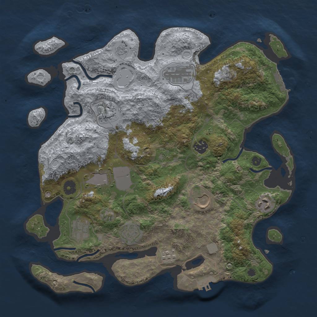 Rust Map: Procedural Map, Size: 3500, Seed: 12602104, 17 Monuments