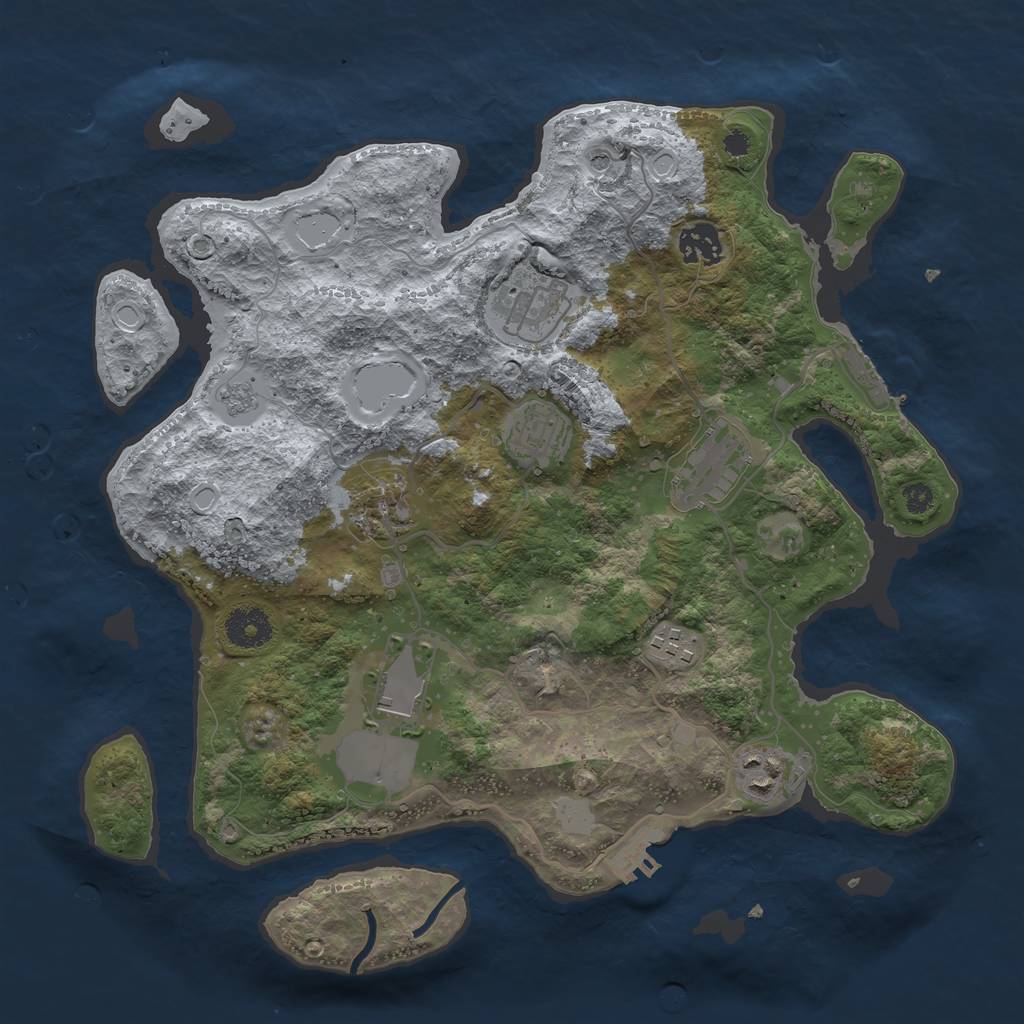 Rust Map: Procedural Map, Size: 3500, Seed: 64291028, 17 Monuments
