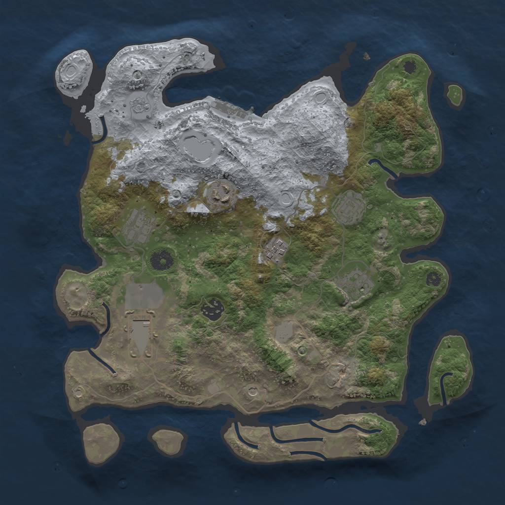 Rust Map: Procedural Map, Size: 3500, Seed: 696354838, 15 Monuments