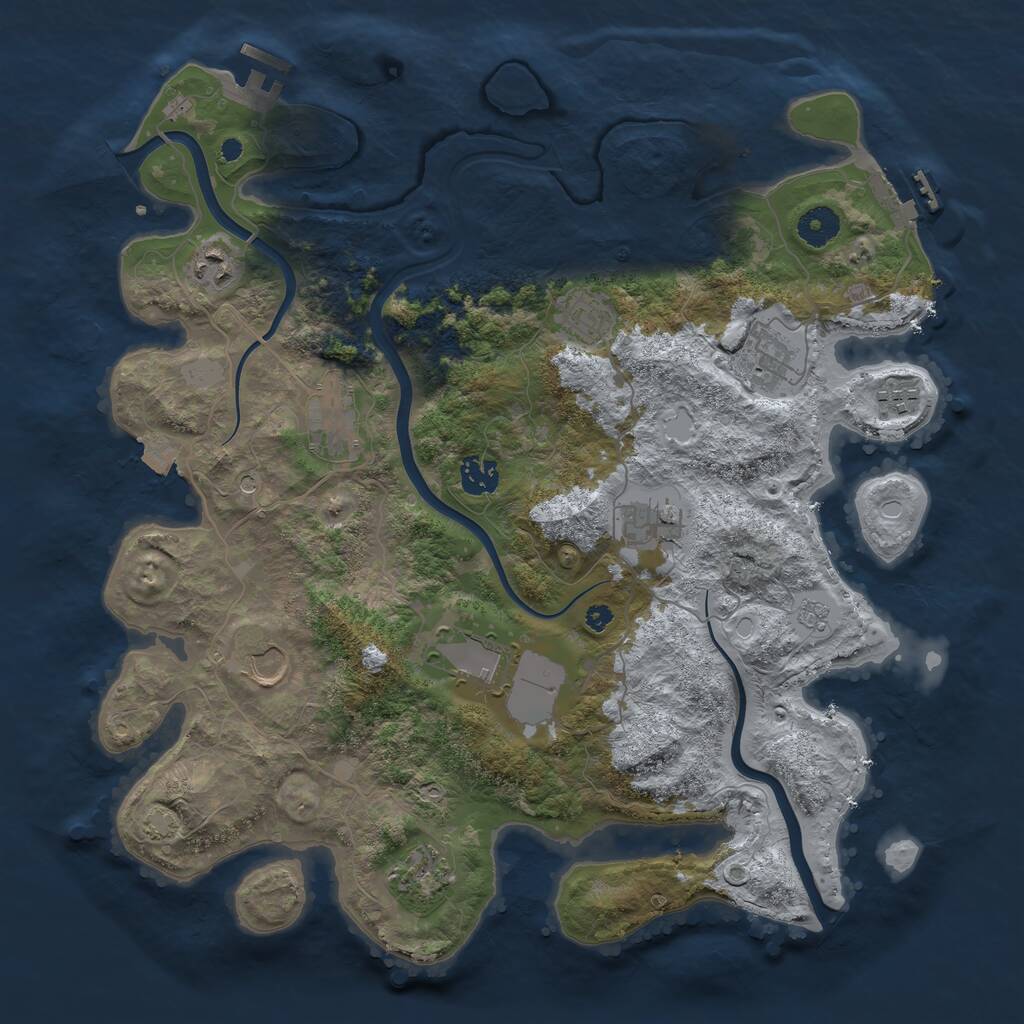 Rust Map: Procedural Map, Size: 3850, Seed: 30021726, 16 Monuments