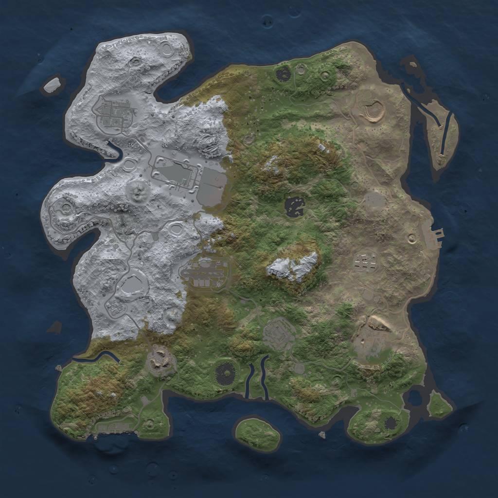Rust Map: Procedural Map, Size: 3500, Seed: 9943469, 18 Monuments