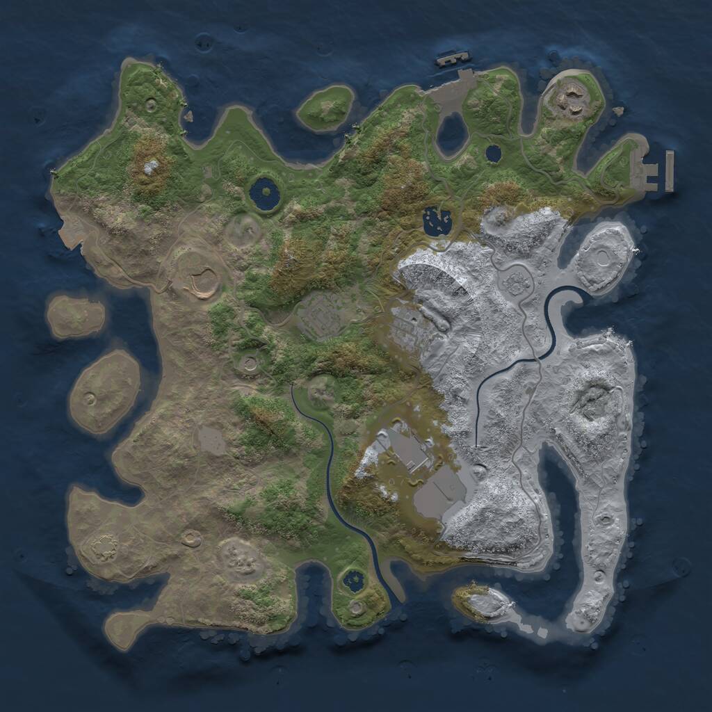 Rust Map: Procedural Map, Size: 3500, Seed: 64476794, 12 Monuments