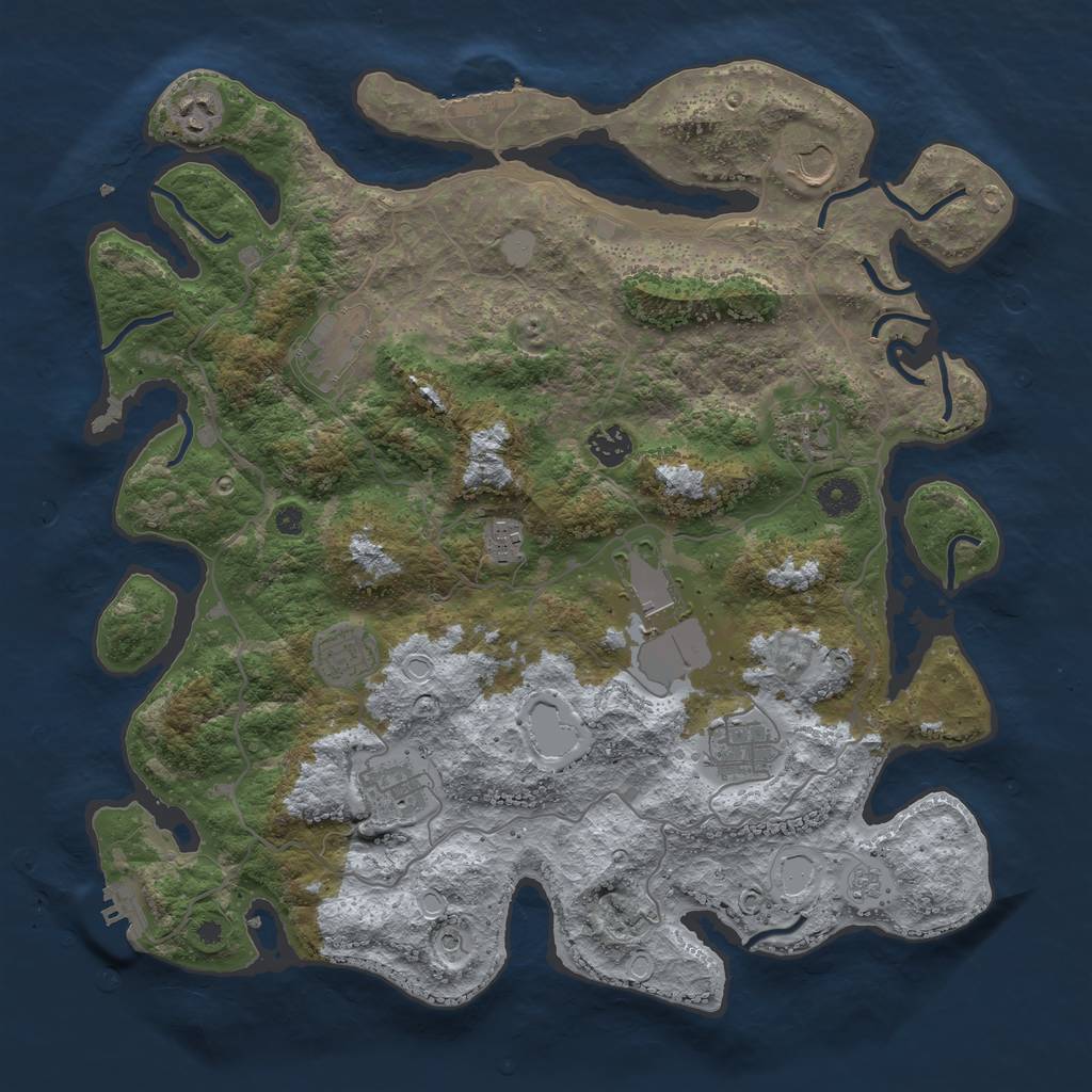 Rust Map: Procedural Map, Size: 4000, Seed: 814863, 19 Monuments