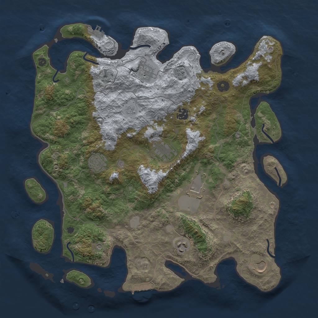 Rust Map: Procedural Map, Size: 4000, Seed: 445799010, 17 Monuments