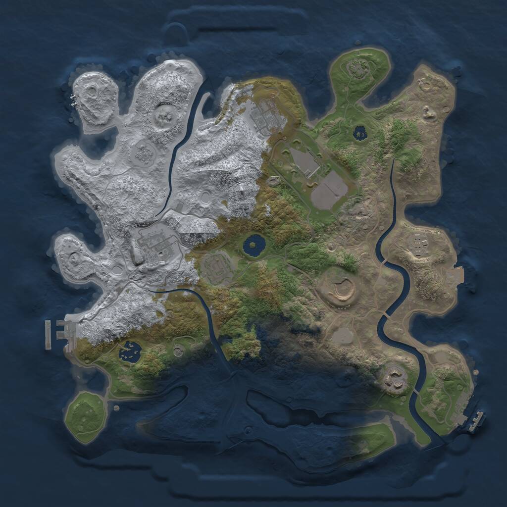 Rust Map: Procedural Map, Size: 3500, Seed: 18627513, 14 Monuments