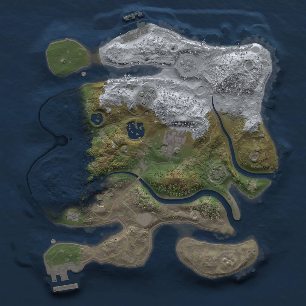 Rust Map: Procedural Map, Size: 2500, Seed: 1455927272, 9 Monuments