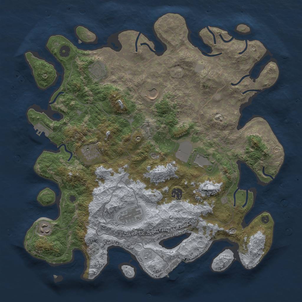 Rust Map: Procedural Map, Size: 4000, Seed: 58287, 17 Monuments